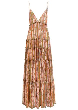 La DoubleJ LA Double J Nymph Printed Tiered Stretch-tulle Maxi Dress - Pink - S (UK8-10 / S)