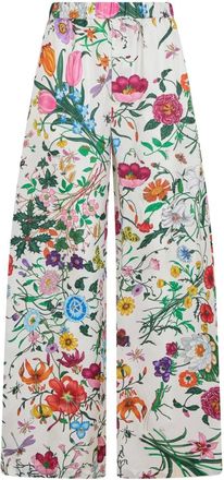 Gucci Broeken, Dames, Veelkleurig, S, Gedrukte Zijde Keper Broek