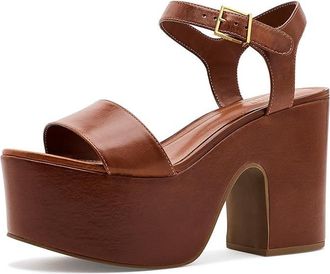 Schutz Tuke Womens Sandals Cognac : 9.5 M, Leather