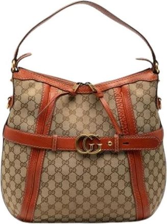 Gucci Pre-owned Shoulder Bags, female, Beige, Size: ONE SIZE Pre-owned Canvas Satchel