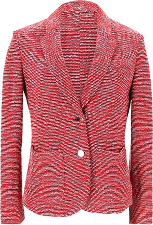 Armani Jeans Tweed Single-Breasted Blazer in Red Cotton