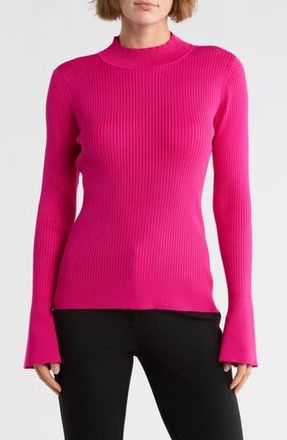 DKNY Mock Neck Bell Sleeve Sweater in Fuschia at Nordstrom Rack, Size X-Large