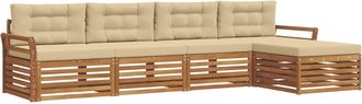 vidaXL Conjunto De Sof&aacute;s De Exterior 5 Uds. Natural Y Beige Vidaxl