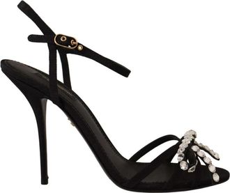 Dolce & Gabbana Zwarte Sandalen met Kristallen Enkelband - Dames - Sandalen met hakken - Zwart - 35 1/2 EU - Schoenen