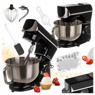 OEM Robot De Cocina Planetario, Color Negro Intenso, Bol Calefactable De 5,5 L, B&aacute;scula, Temporizador