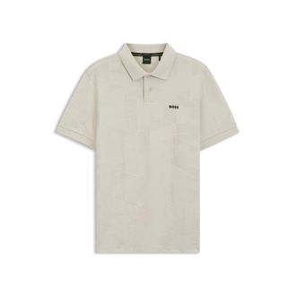 BOSS Regular-fit cotton knit polo with 3D jacquard design