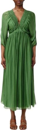 Kaos Midi Jurk met Empire Taille - Dames - Casual kleedjes - Groen - L - Kleedjes