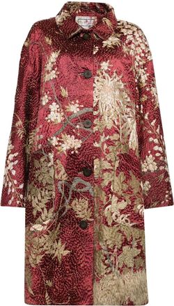 By Walid floral-embroidered silk coat - women - Silk/Acetate - M