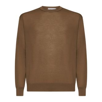 D4.0 Round-neck Knitwear, male, Brown, Size: 2XL Wool Crewneck Sweater