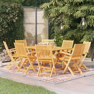vidaXL Conjunto De Comedor De Jard&iacute;n 9 Piezas Madera Maciza De Teca Vidaxl