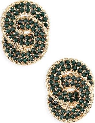 Tasha Pav&eacute; Crystal Interlocking Circle Drop Earrings in Gold/emerald at Nordstrom Rack
