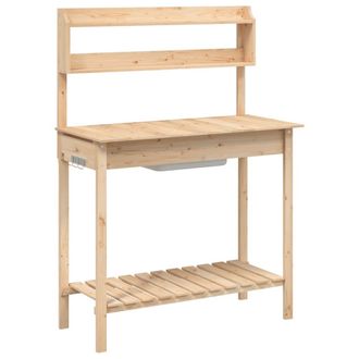 vidaXL Mesa Para Macetas Con Fregadero Madera Abeto 147,5x44x139,5 Cm Vidaxl
