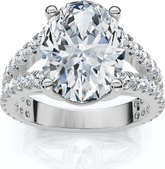 Pompeii3 Certified 3 1/2Ct Maribel Oval Diamond Engagement Ring 14k Gold or Pt Lab Grown