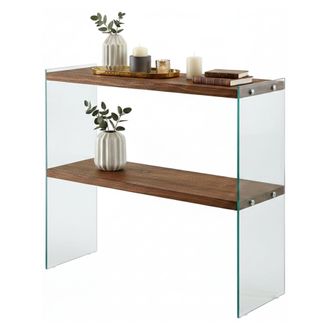 Dmora Consola Agena, Mesa Multiusos, Gabinete De Soporte, Escritorio De Pasillo, 90x30h80 Cm, Nuez, Con Embalaje Reforzado - Dmora
