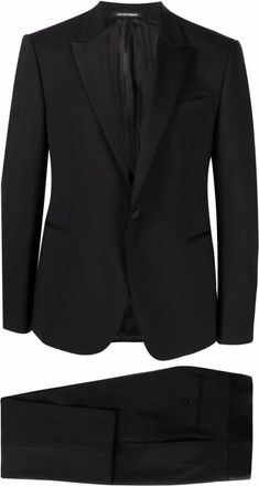 Emporio Armani 01506 Slim-fit Smoking - Heren - Business pakken - Zwart - XL - Wol - Kostuums