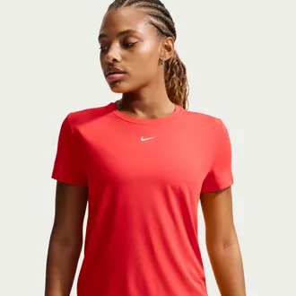 Nike Womens One Classic Dri-FIT Short-Sleeve Top in Red | FN2798-696