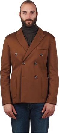 AT.P. CO Jassen, Heren, Bruin, M, Katoen, Dubbelborst tabaksblazer
