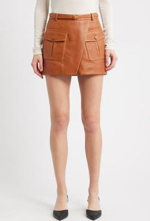 Frame Denim The Leather Cargo Miniskirt in Chestnut at Nordstrom Rack, Size 10
