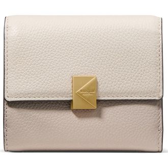 Kate Spade New York deco colorblock pebble leather trifold wallet in Cashew Milk Multi at Nordstrom