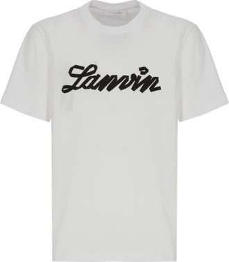 Lanvin White Embossed Logo Cotton T-Shirt