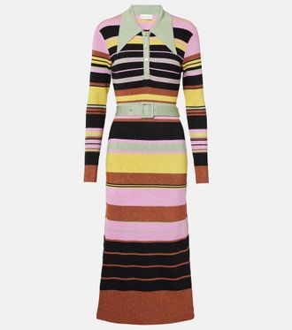 Rixo Striped metallic midi dress