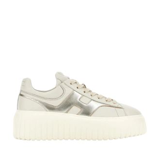 Hogan H-Stripes Lace-Up Sneakers in Sheepskin and Calfskin