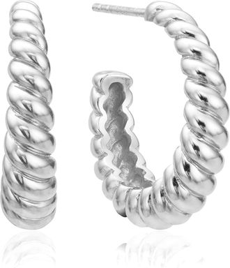 Lily & Roo Silver Large Twisted Rope Hoop Earrings