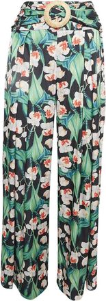 PatBo Pantaloni a fiori con cintura - Nero