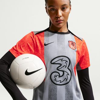 Nike Chelsea FC Academy Pro SE Nike Womens Dri-FIT Soccer Pre-Match Short-Sleeve Top in Grey | IB3817-012
