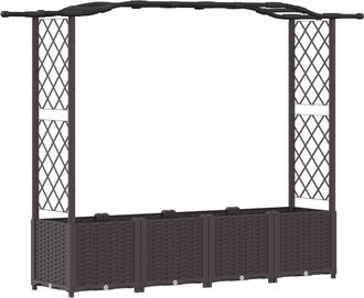 vidaXL Cama Elevada Con Trellis Y Techo Marr&oacute;n 204 X 40 X 138 Cm Pp Vidaxl