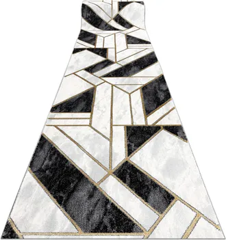 RugsX Rugsx - Alfombra De Pasillo Emerald Exclusivo 1015 Glamour, Elegante M&aacute;rmol, Geom&eacute;trico Negro / Oro 100 Cm Black 100x1050 Cm