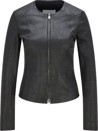 Generic Ladies Real Leather Jacket Slim Fit Collarless Short Coat Black Jacket (as8, alpha, xx_l, regular, regular)