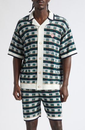 Casablanca Mosaic Check Cotton Jacquard Sweater at Nordstrom, Size Medium