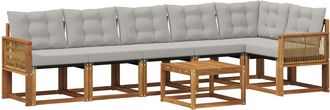 vidaXL Conjunto De Sof&aacute;s De Exterior 7 Uds. Natural Y Gris Claro Vidaxl