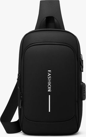 Generic Sling Chest Bag, Waterproof Anti-theft Crossbody Backpack, USB Charging Port, Password Lock, 35 x 15 x 5 cm, Black