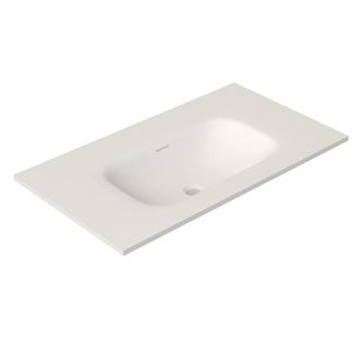 Saniclass Flow Meubelwastafel - 81x46x1.5cm - overloop - 1 wasbak midden - zonder kraangat - solid surface wit mat