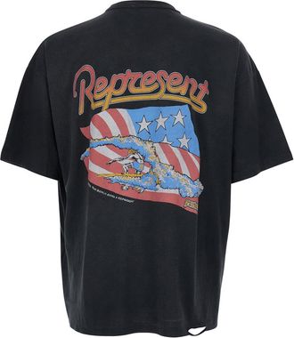 Represent Mens T-Shirt Beach Boys Black Cotton T-Shirts And Polos