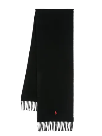 Polo Ralph Lauren Polo Pony-motif fringed scarf - men - Wool/Recycled Wool - OS - Black