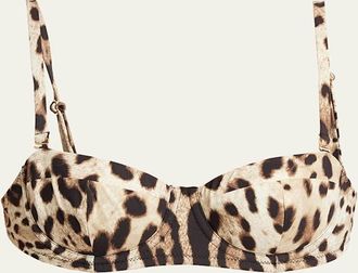 Dolce & Gabbana Leopard Soft Padded Underwire Balconette Bikini Top