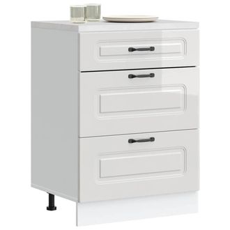 Berkfield Home Kitchen Base Cabinet Kalmar High Gloss White Engineered Wood