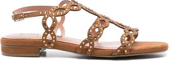 Bibi Lou Kai flat sandals - women - Calf Suede/Calf Leather/glass/Rubber - 36 - Brown