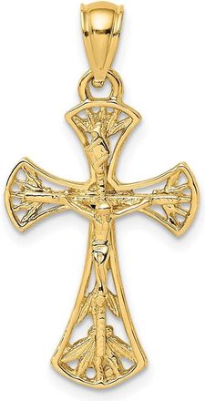 Diamond2Deal 14k Yellow Gold Fancy Crucifix Charm Pendant