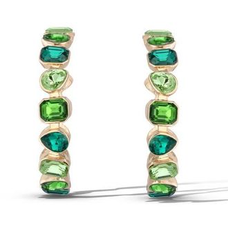 Jessica Simpson Gold-Tone Green Stone Hoop Earrings at Nordstrom