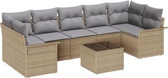 vidaXL Garden Sofa Set 8 pcs Beige Poly rattan Vidaxl