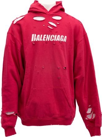 Balenciaga Red Cotton Hoodie Mens Sweatshirt