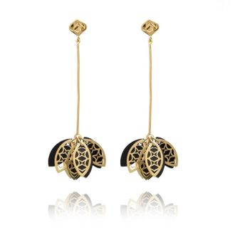 Georgina Jewelry Womens Onyx Leaf Earrings In Gold