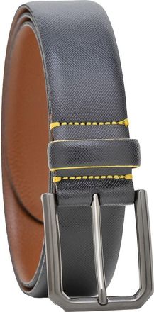 M Made in Italy Saffiano Leather Belt in Navy at Nordstrom Rack, Size 32