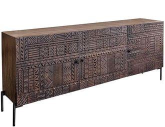 Global Interiors Massivholz Design Sideboard Tribalo mit 3D-Effekt