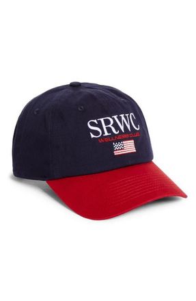 Sporty & Rich Nautical Adjustable Cotton Baseball Cap in White/dark Navy/ruby at Nordstrom