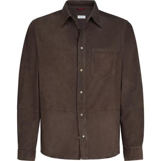 Brunello Cucinelli Suede overshirt in Espresso at Nordstrom, Size Xx-Large Eu